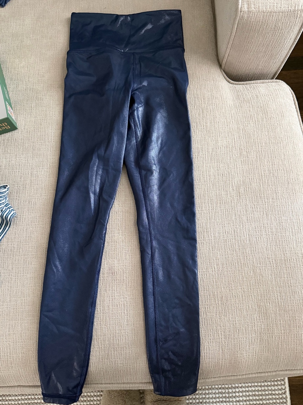 Athleta Navy Shimmer 7/8 Shine Tights